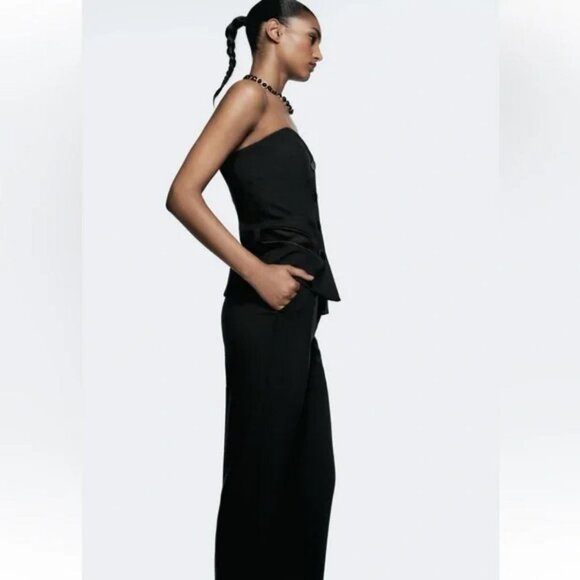 ZARA COMBINATION SATIN EFFECT TUXEDO BUSTIER TOP - Picture 1 of 5